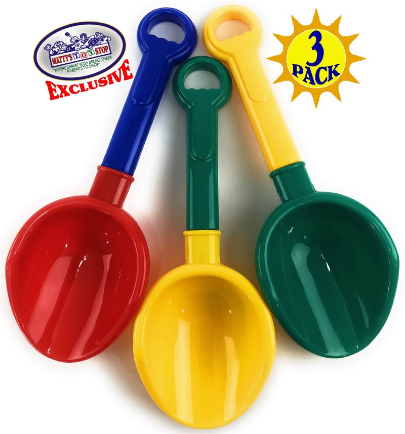 Matty's Toy Stop 10.5" Kids Multi-Color Sand Scoop Plastic Shovels for Sand & Beach (Red/Blue, Yellow/Green & Green/Yellow) Complete Gift Set Bundle - 3 Pack - Image 2